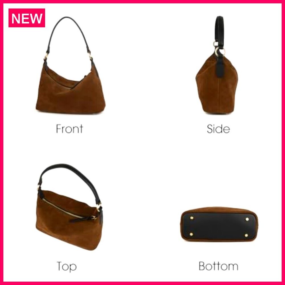 Slouchy Suede Hobo Bag with Shoulder Strap, 10.23" L Tote - Picture 5 of 8